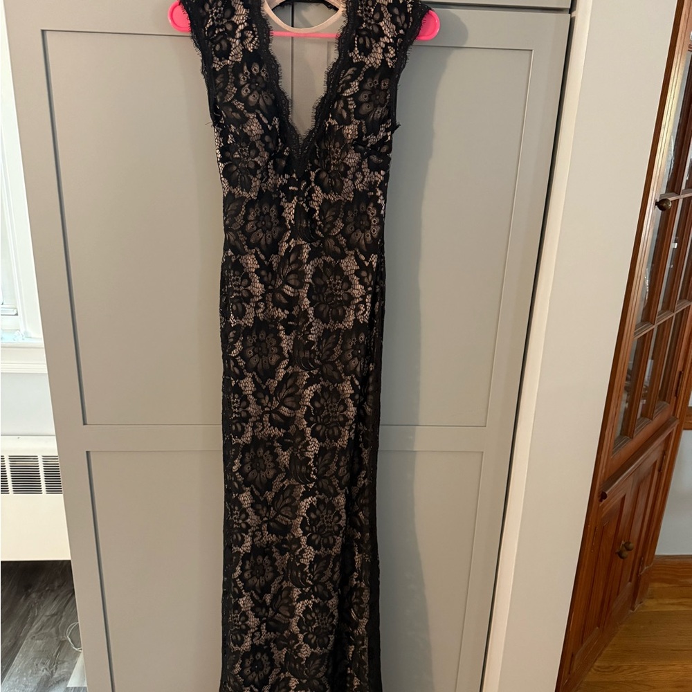 Betsy & Adam Black and Cream Lace Dress